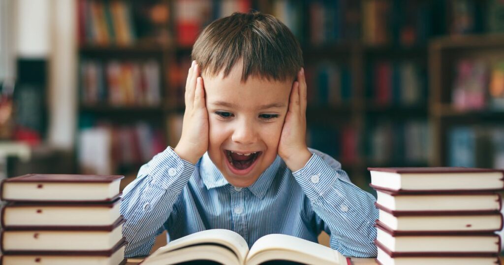 boy reading a book