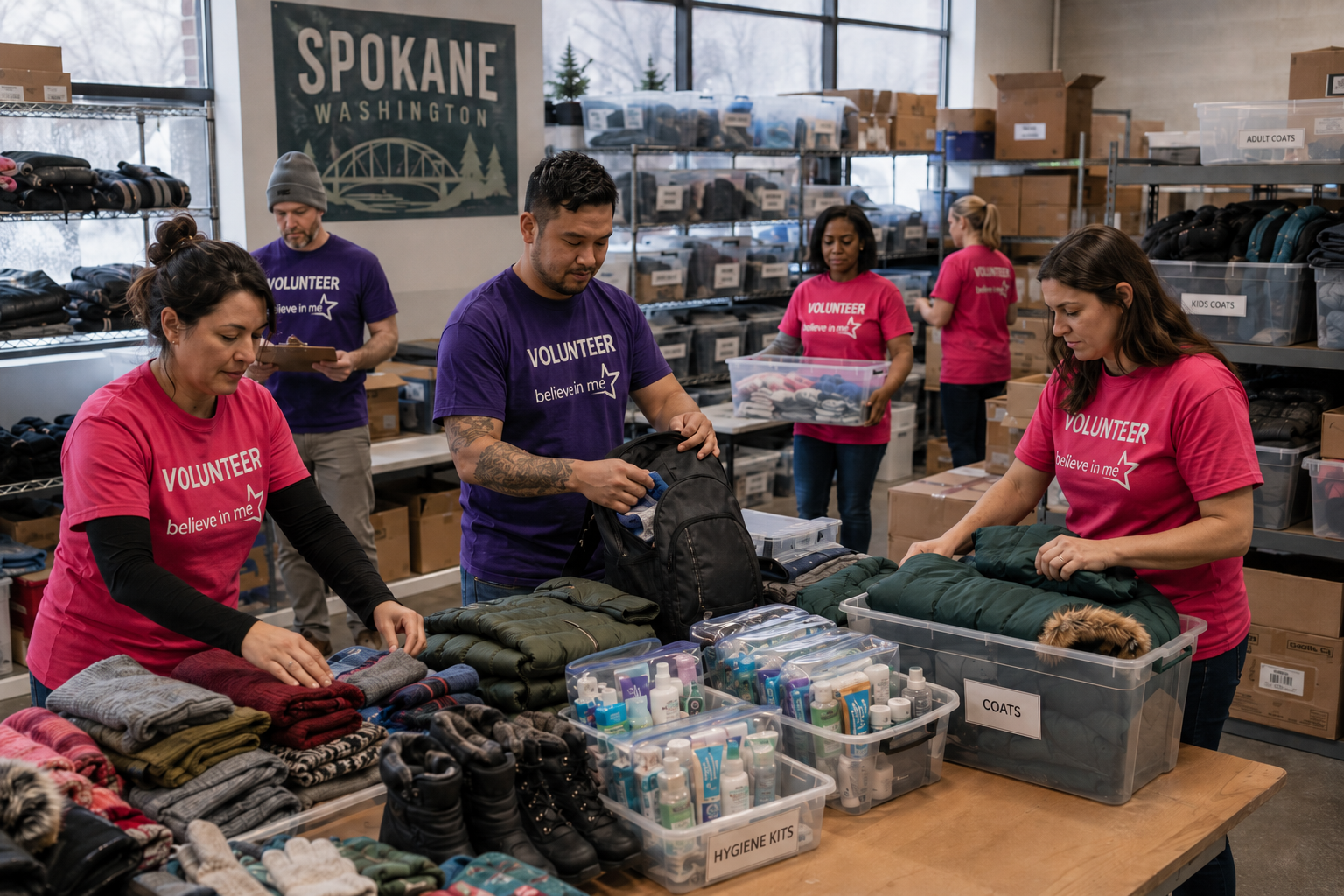 Winter supplies organized in Spokane for basic human needs support