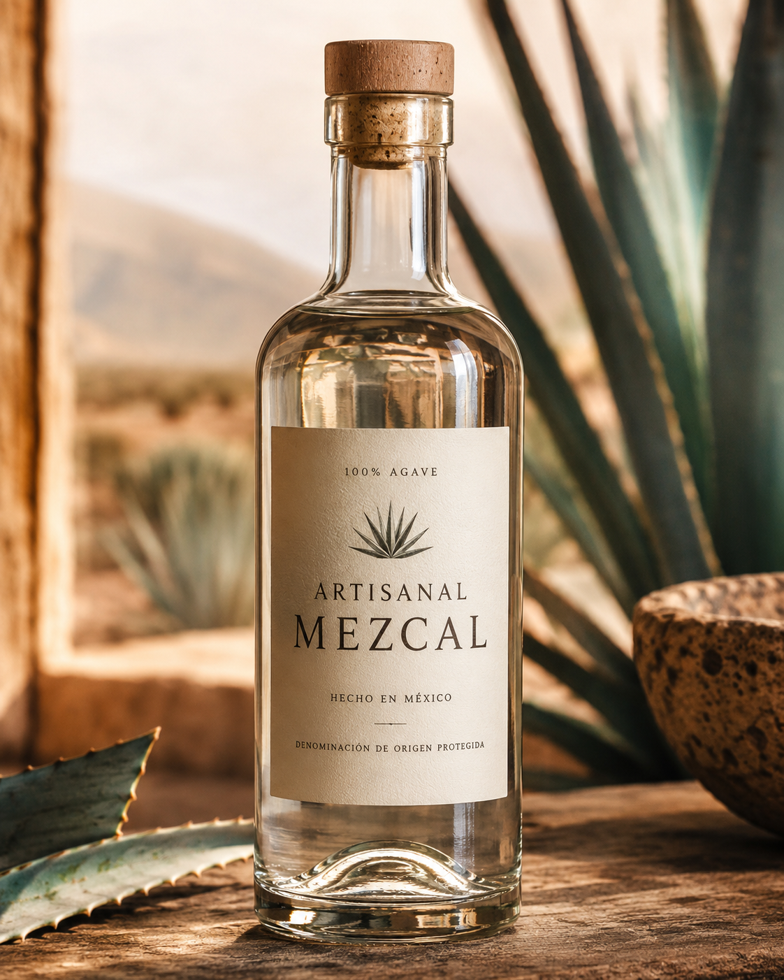 Artisanal mezcal bottle representing agave spirit donations