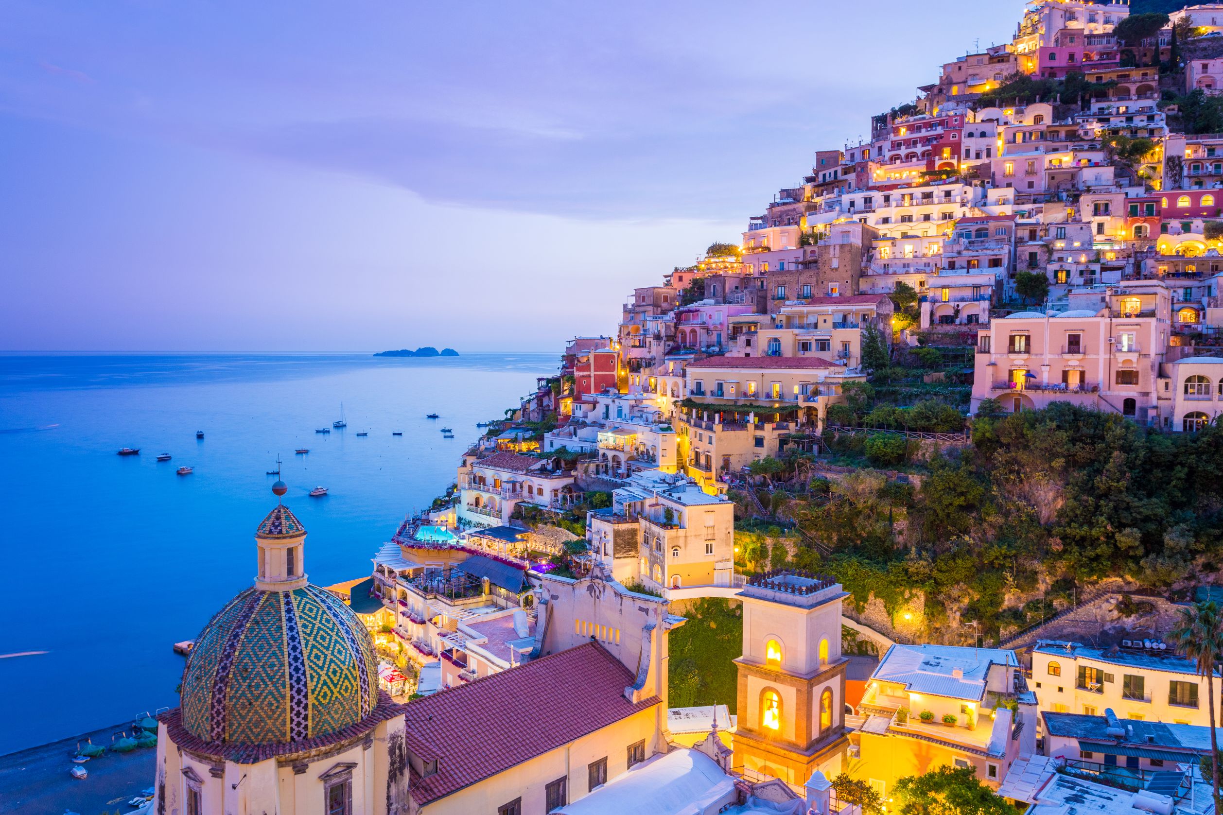 Evening view of Italy’s Amalfi Coast