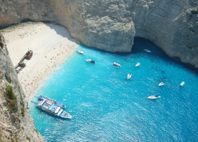 Beach and boats in Greece