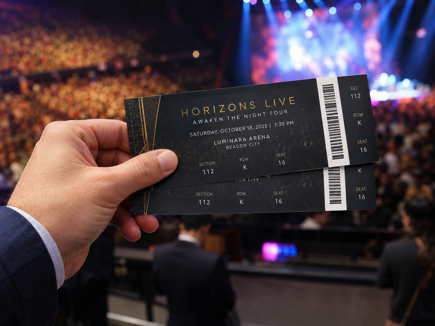 Live concert tickets representing performing arts packages
