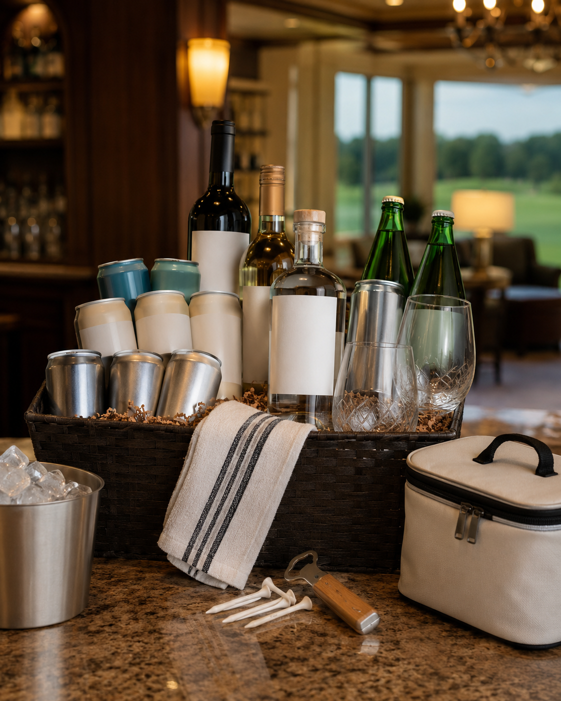 Hospitality gift basket representing guest amenities