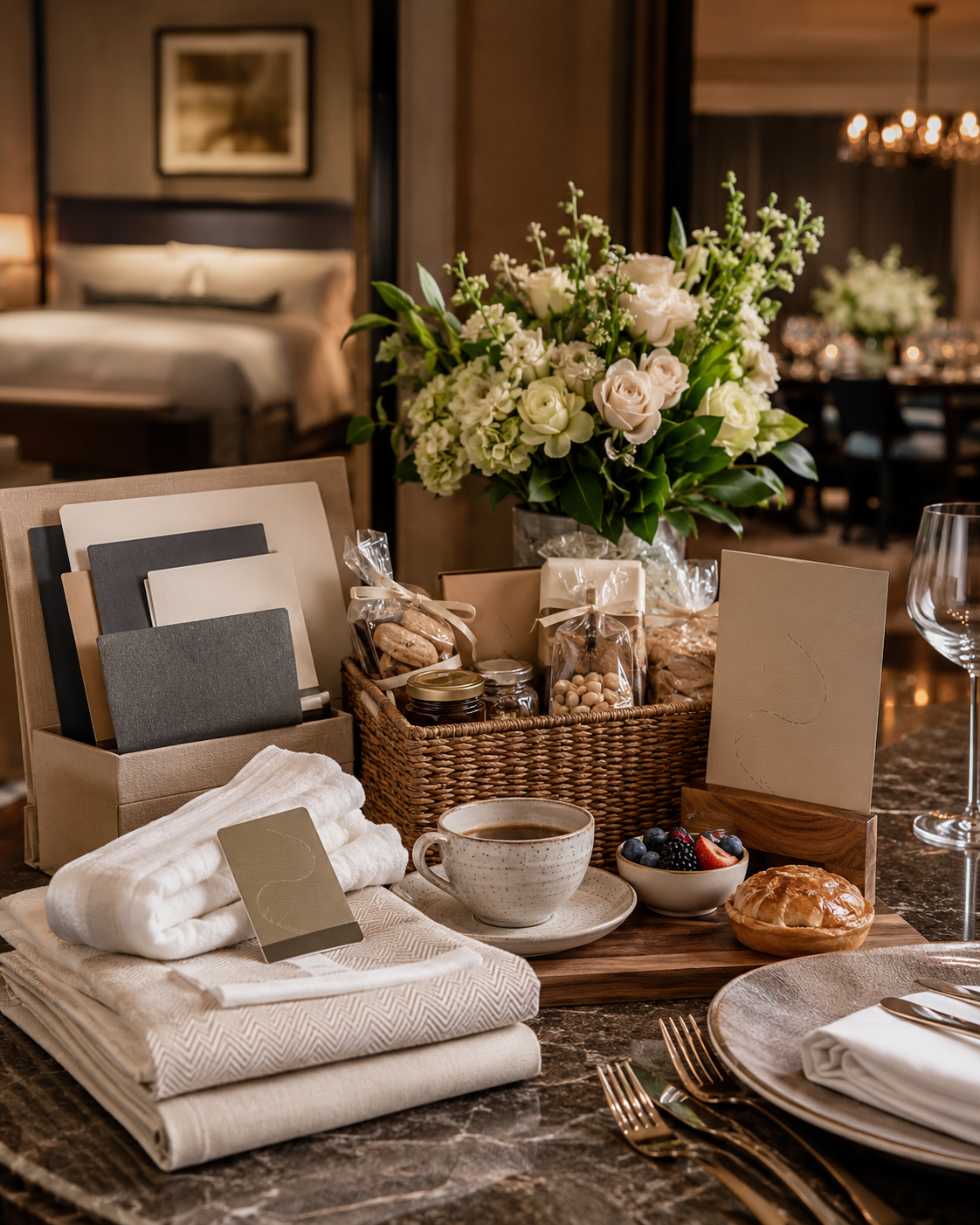 Gift setup representing restaurant gift cards