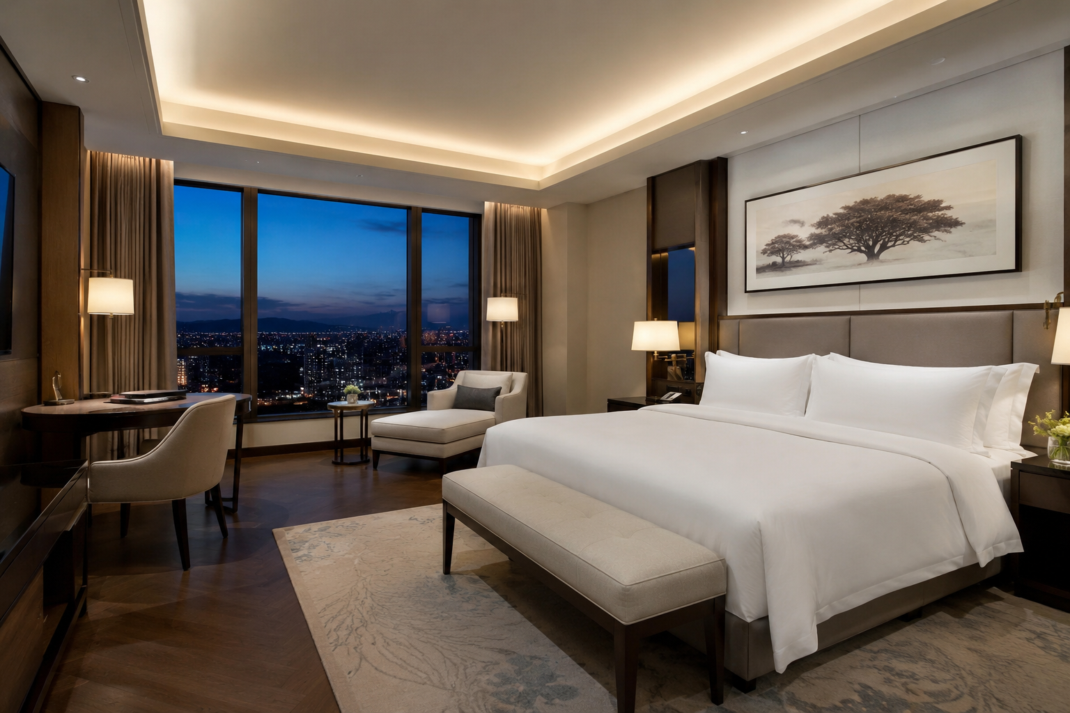 Luxury hotel room representing donated hotel stays