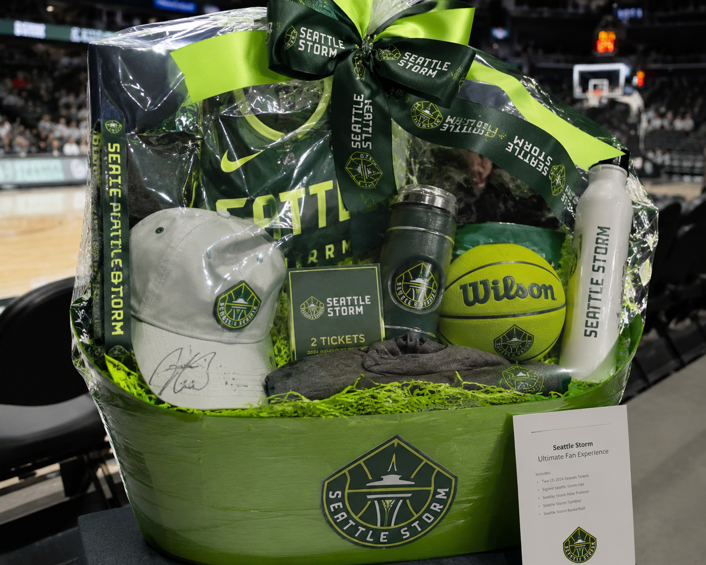 Seattle Storm ultimate fan experience basket representing premium seating, tickets, and VIP fan packages
