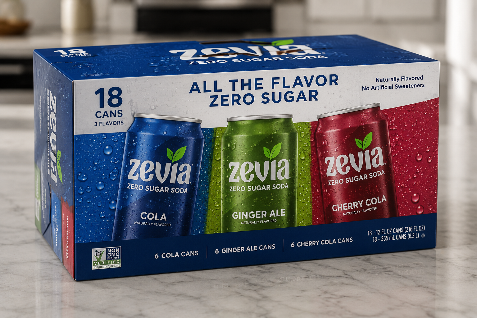 Assorted zero-sugar soda and non-alcoholic beverage donation examples