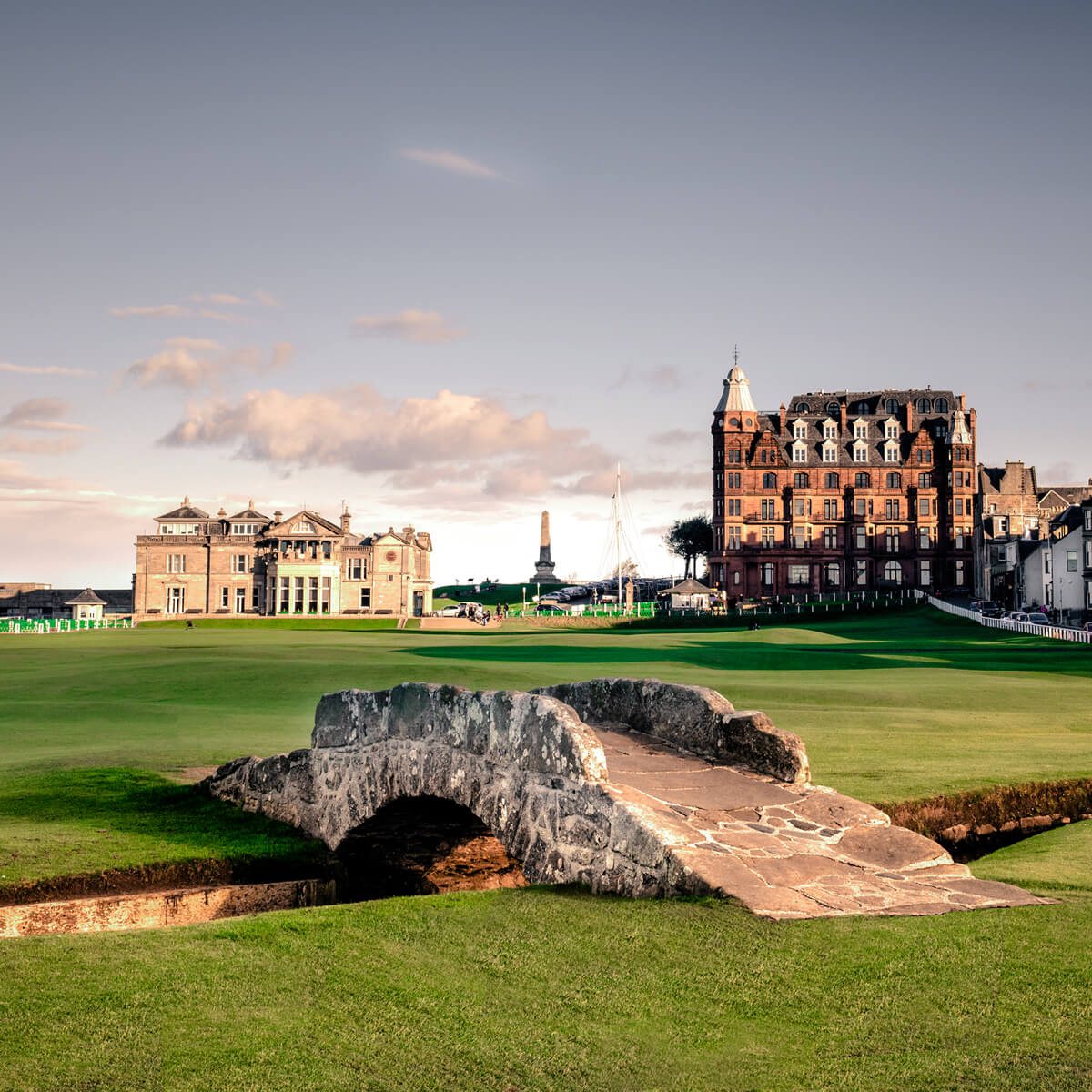 Stone bridge at the historic St Andrews Old Course in Scotland