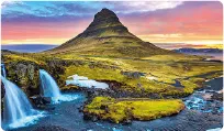 Mountain and waterfall landscape in Iceland