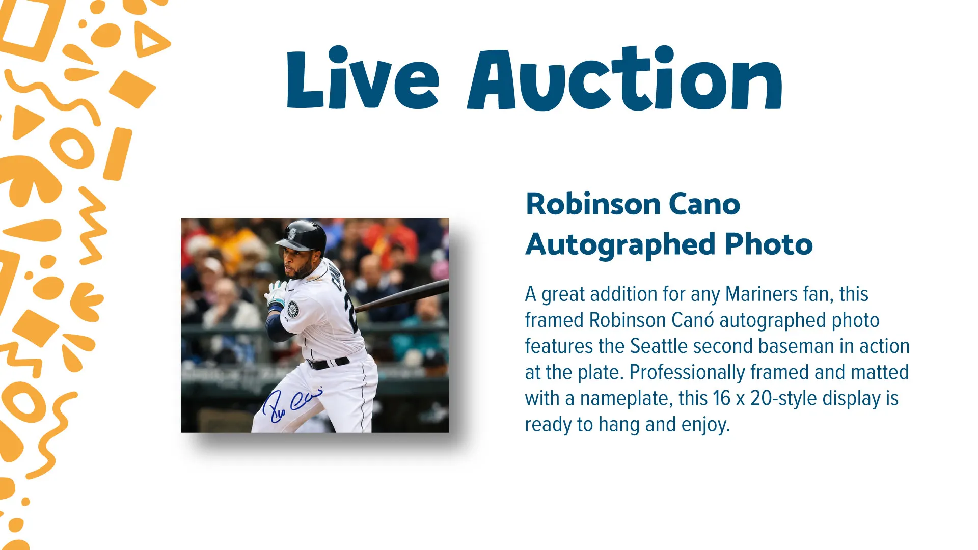 Robinson Cano autographed photo auction package